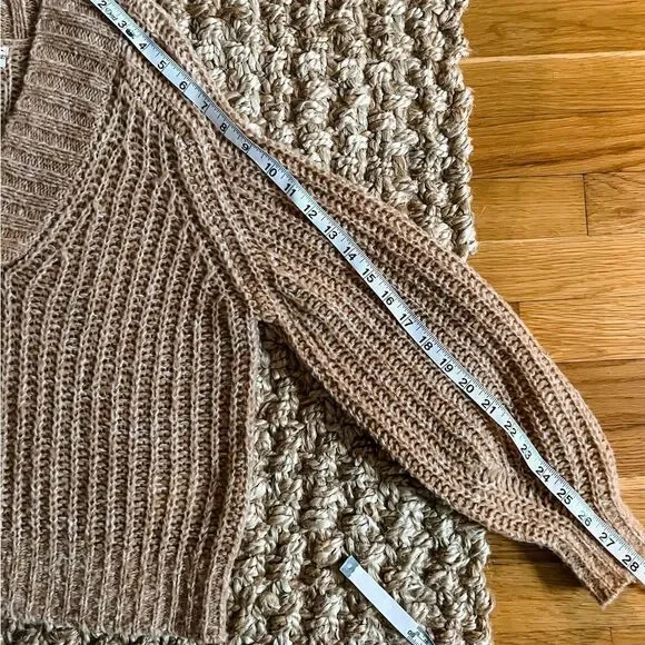 Anthropologie Honore Ribbed V Neck Chunky Knit Wool Sweater in Honey Sz XSP - Picture 13 of 16